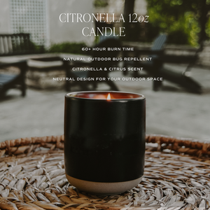 Citronella 12 oz Black Stoneware Candle