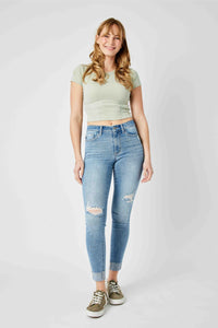 Carley Cuffed Mid Rise Skinny Jeans