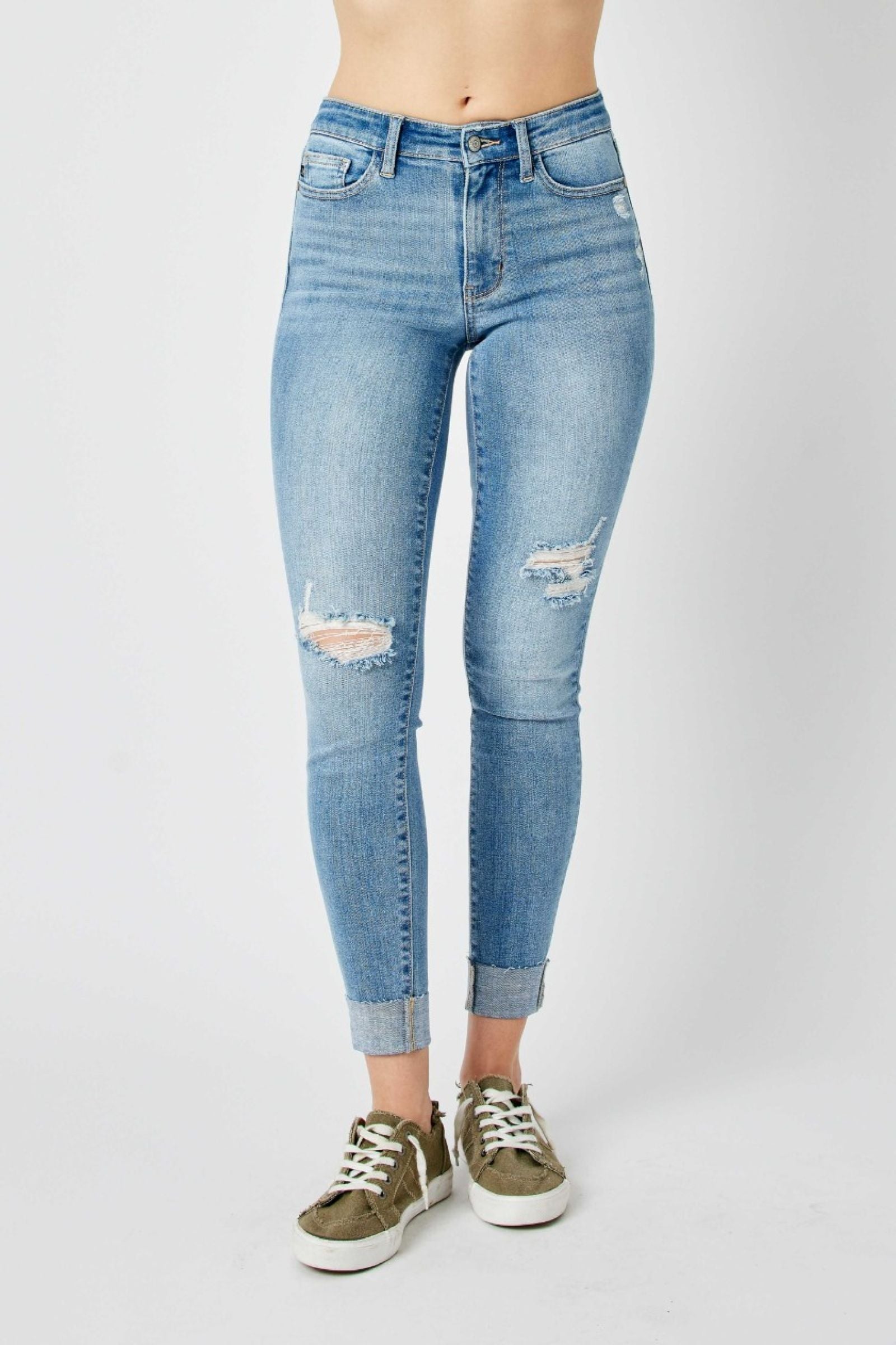 Carley Cuffed Mid Rise Skinny Jeans