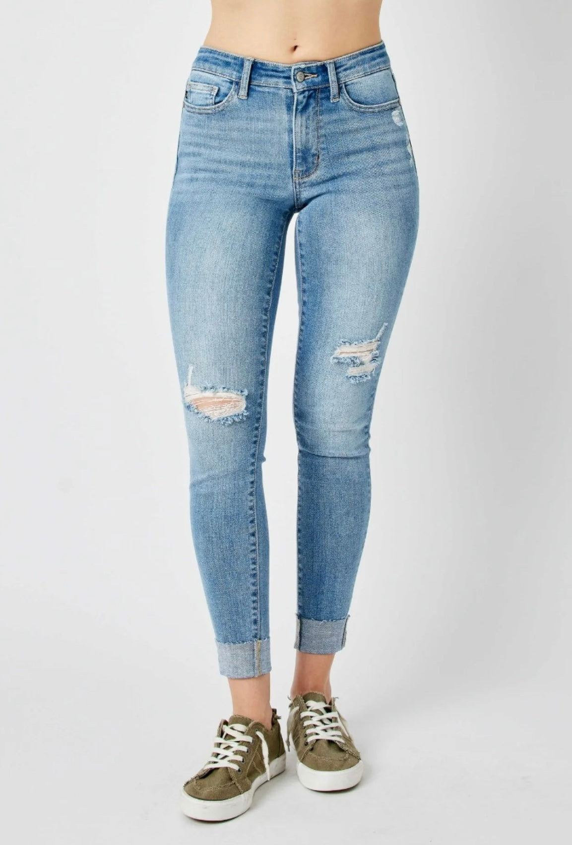 Carley Cuffed Mid Rise Skinny Jeans