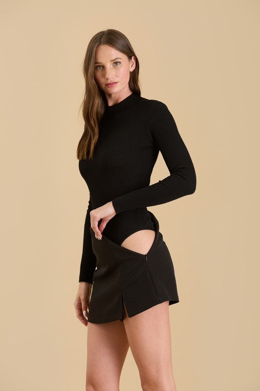 Black Ribbed Bodysuit