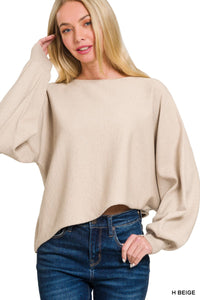 Asymmetric Hem & Sleeve Sweater in Beige