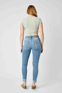 Carley Cuffed Mid Rise Skinny Jeans