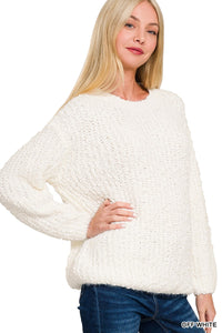 Cozy Up Round Neck Sweater in Off White