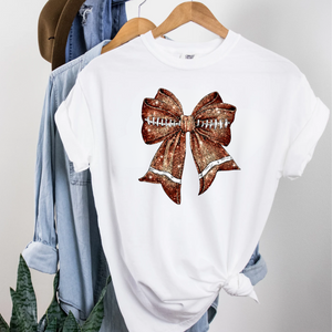 Sparkle Football Bow Tee