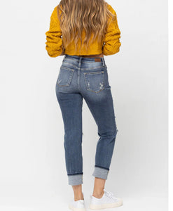 Danny Mid Rise Cuffed Destroyed Boyfriend Jeans