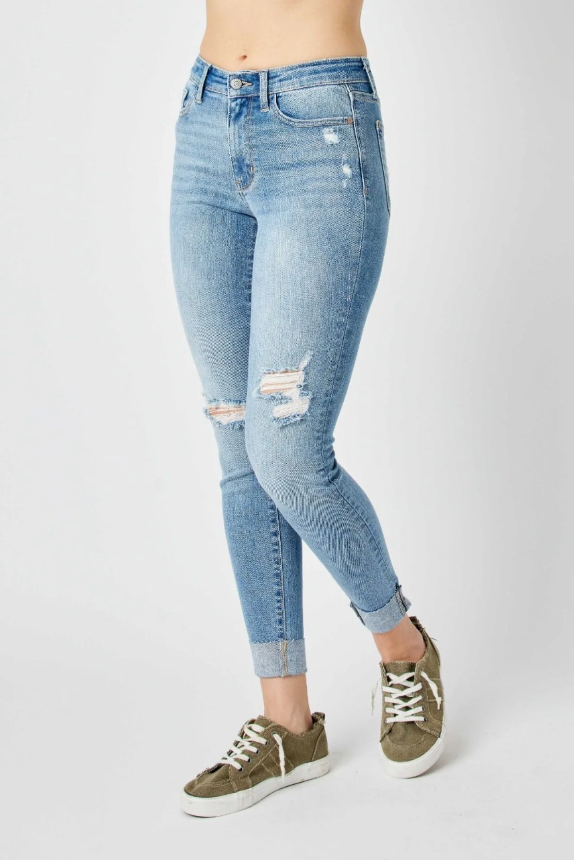 Carley Cuffed Mid Rise Skinny Jeans