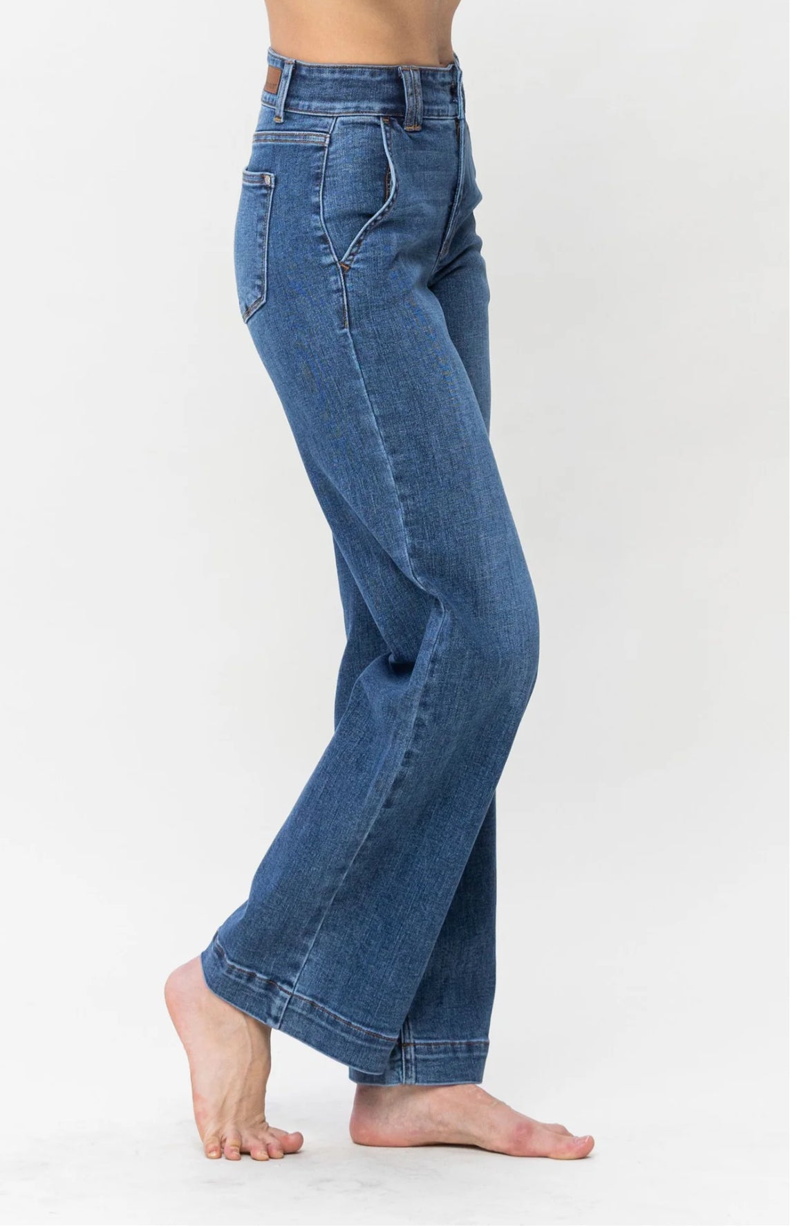 Wendy Double Button High Rise Wide Leg Jeans