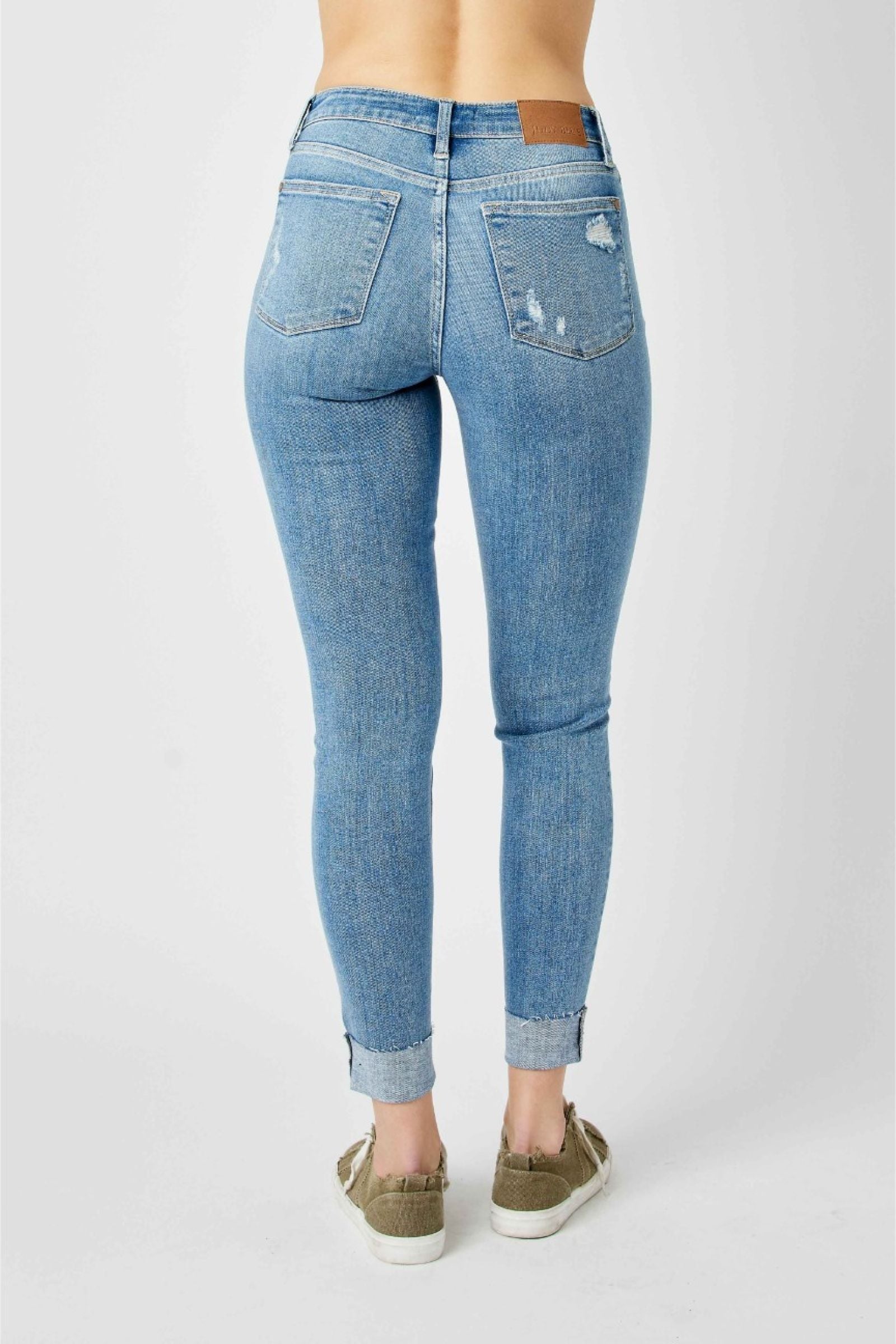 Carley Cuffed Mid Rise Skinny Jeans