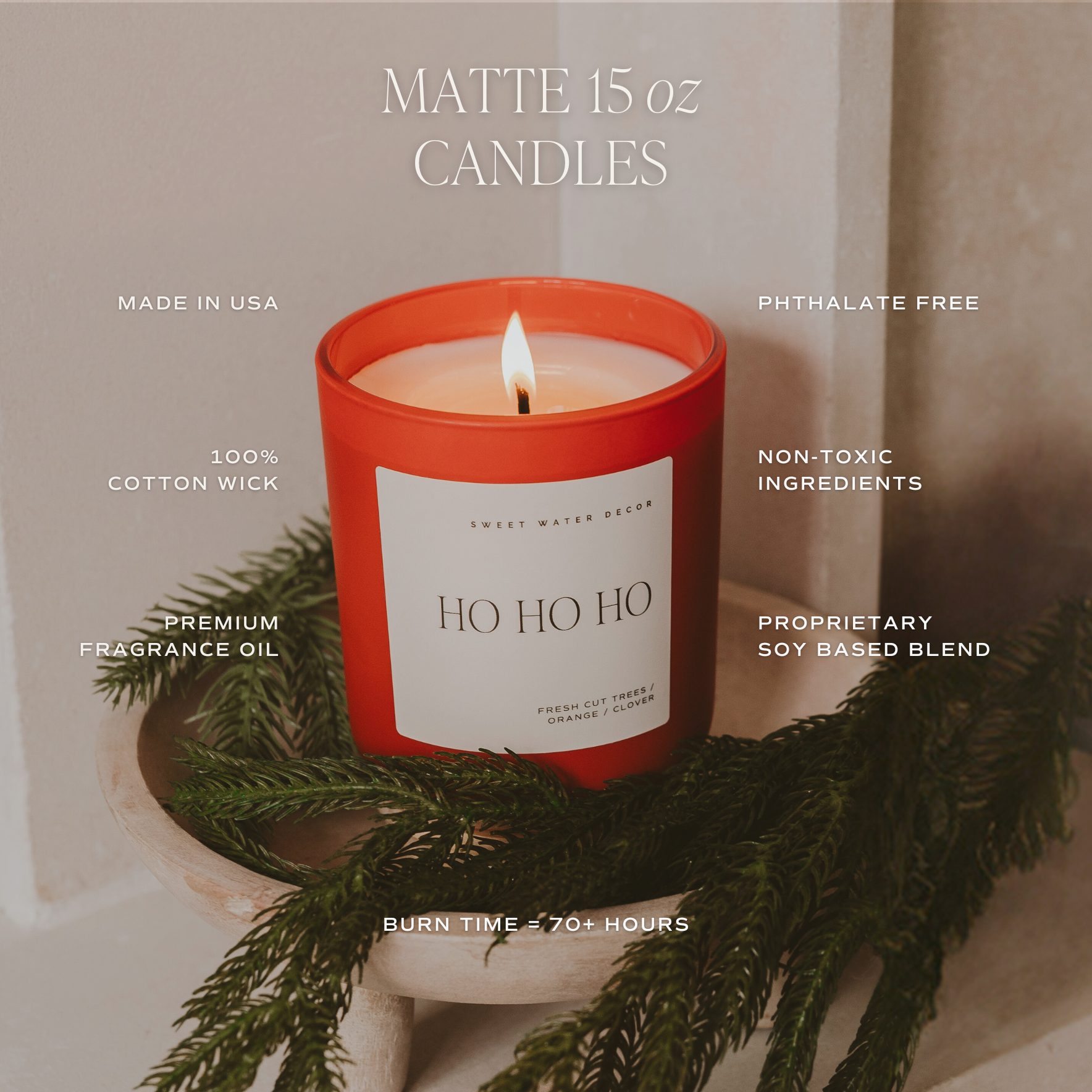 Holiday 15 oz Red Matte Soy Candle