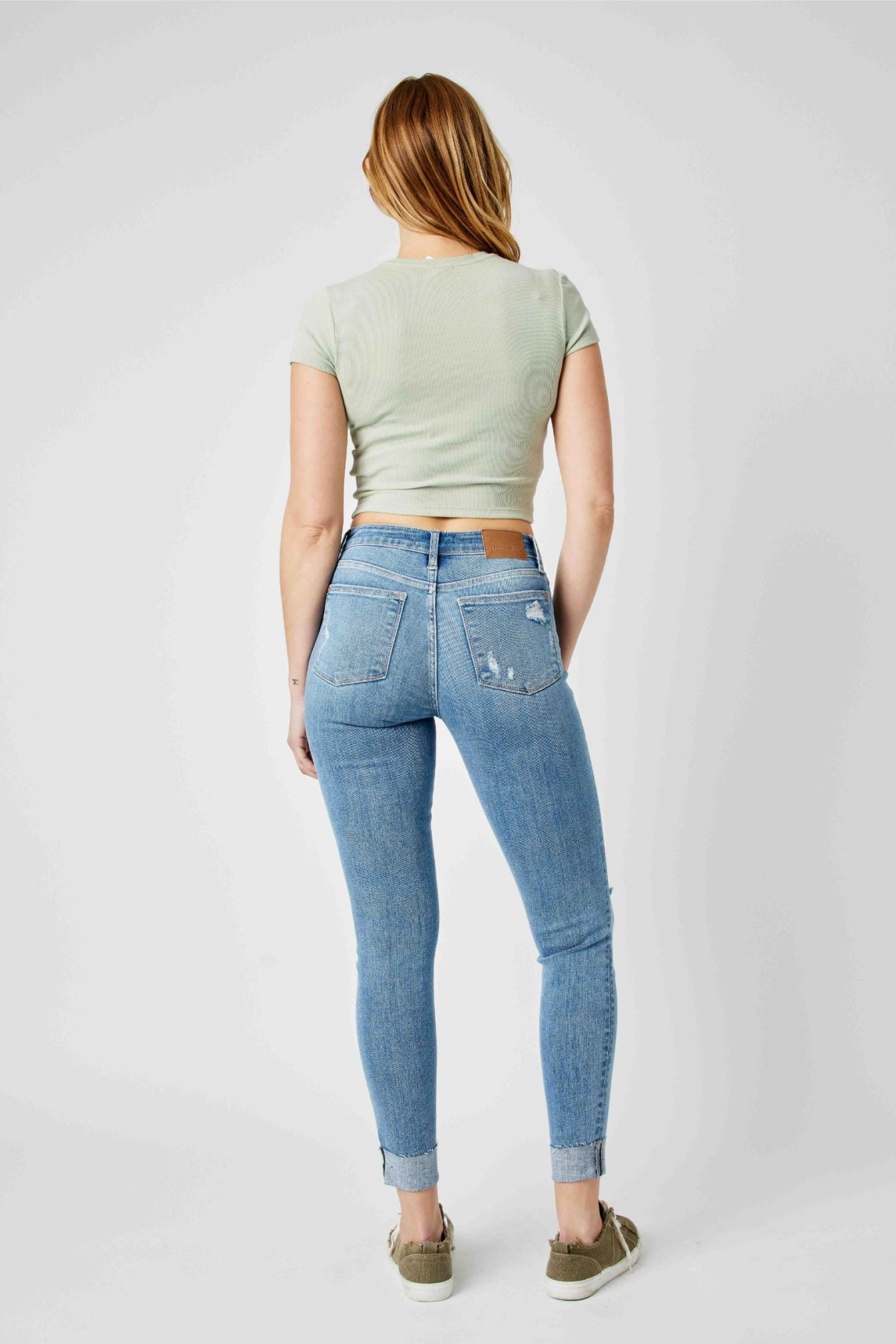 Carley Cuffed Mid Rise Skinny Jeans