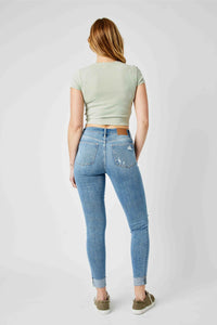 Carley Cuffed Mid Rise Skinny Jeans