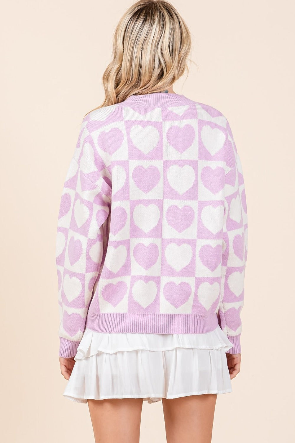 Checkered Heart Button Down Cardigan