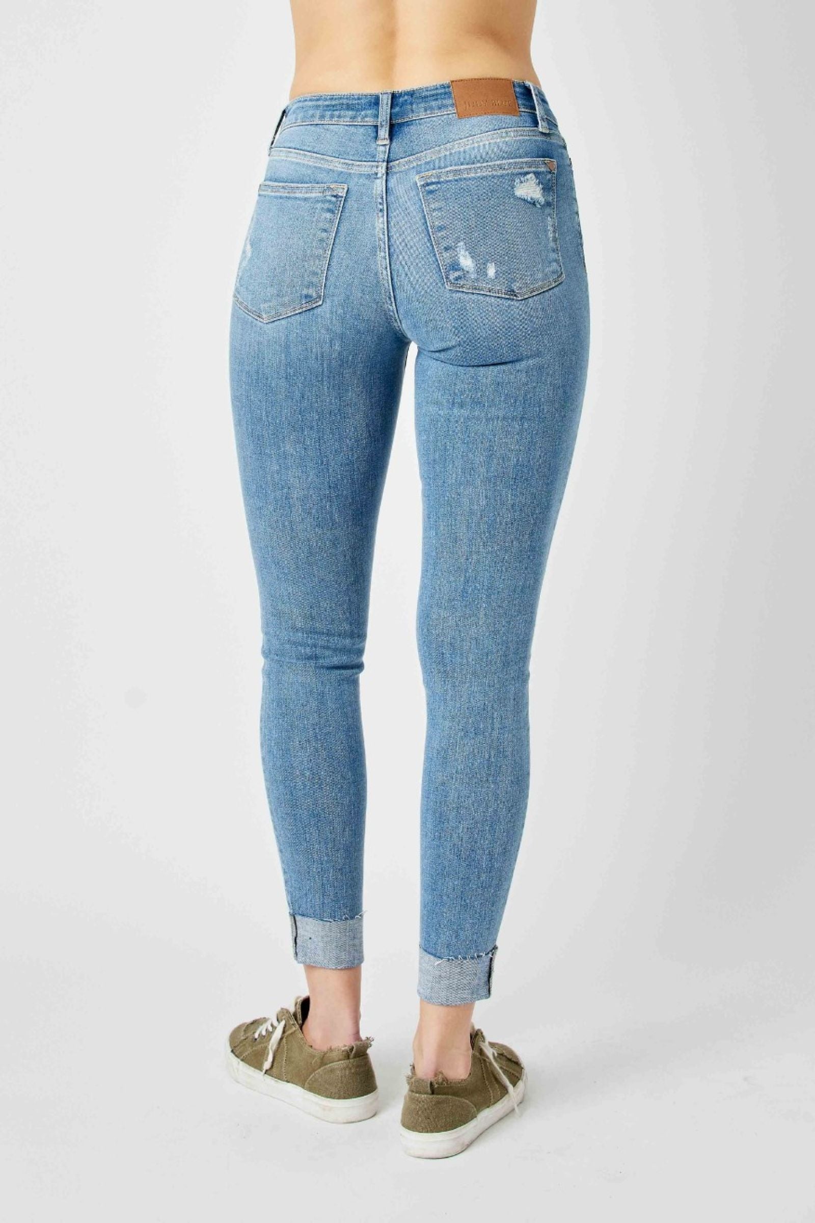 Carley Cuffed Mid Rise Skinny Jeans