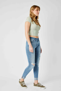 Carley Cuffed Mid Rise Skinny Jeans