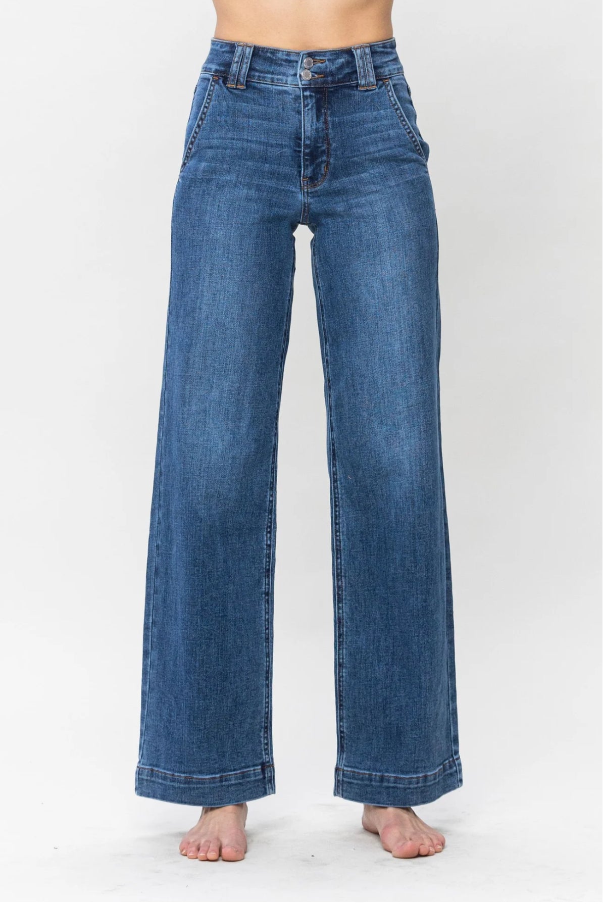 Wendy Double Button High Rise Wide Leg Jeans