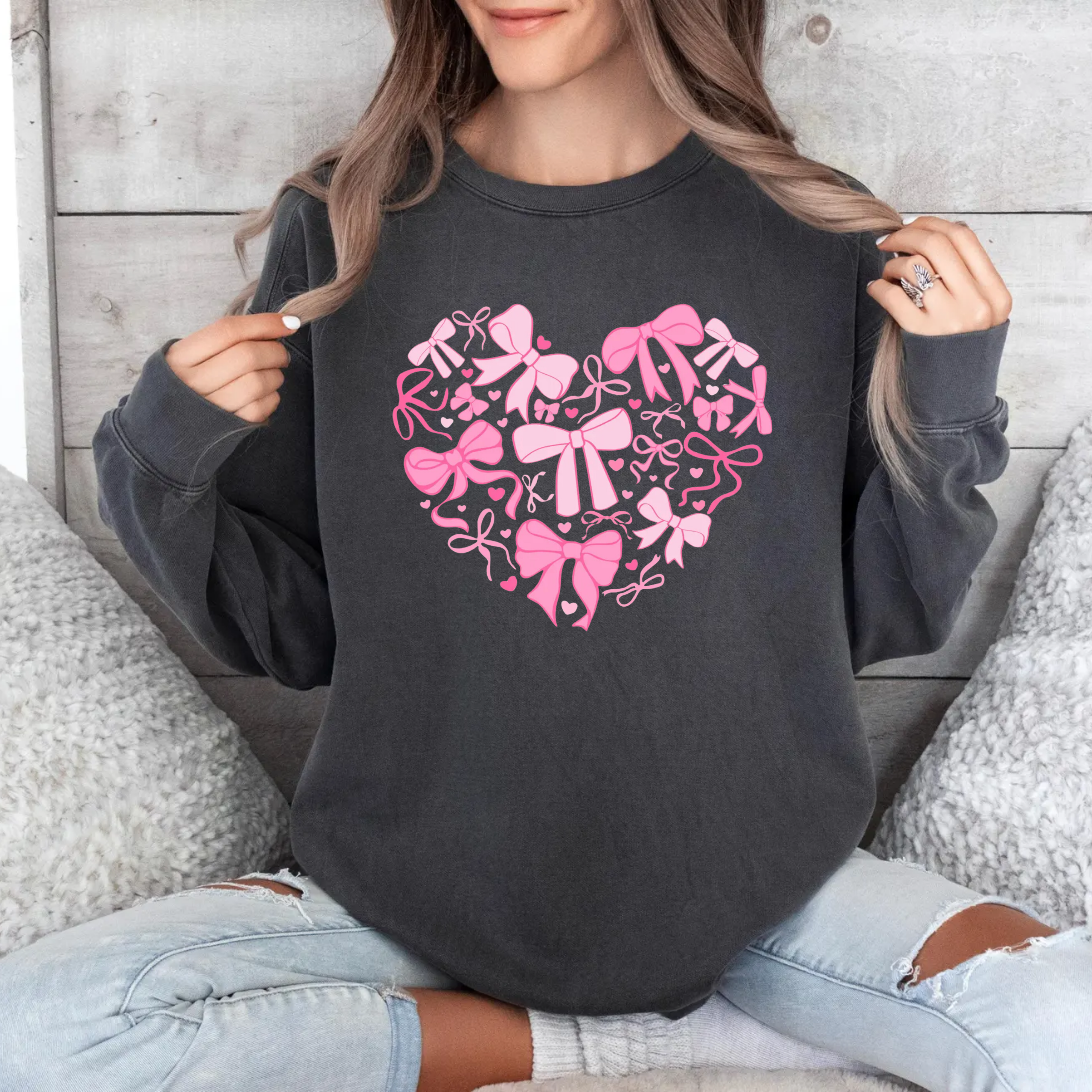 Coquette Bow Heart Sweatshirt