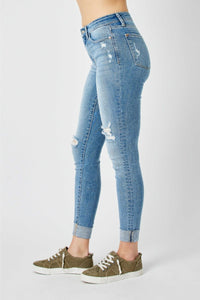 Carley Cuffed Mid Rise Skinny Jeans