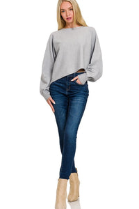 Asymmetric Hem & Sleeve Sweater in Grey