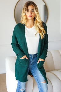 Stripe Textured Open Front Cardigan with Pockets