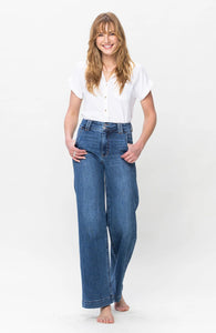 Wendy Double Button High Rise Wide Leg Jeans