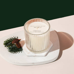 Christmas 12 oz Soy Candle in a Fluted Ribbed Jar