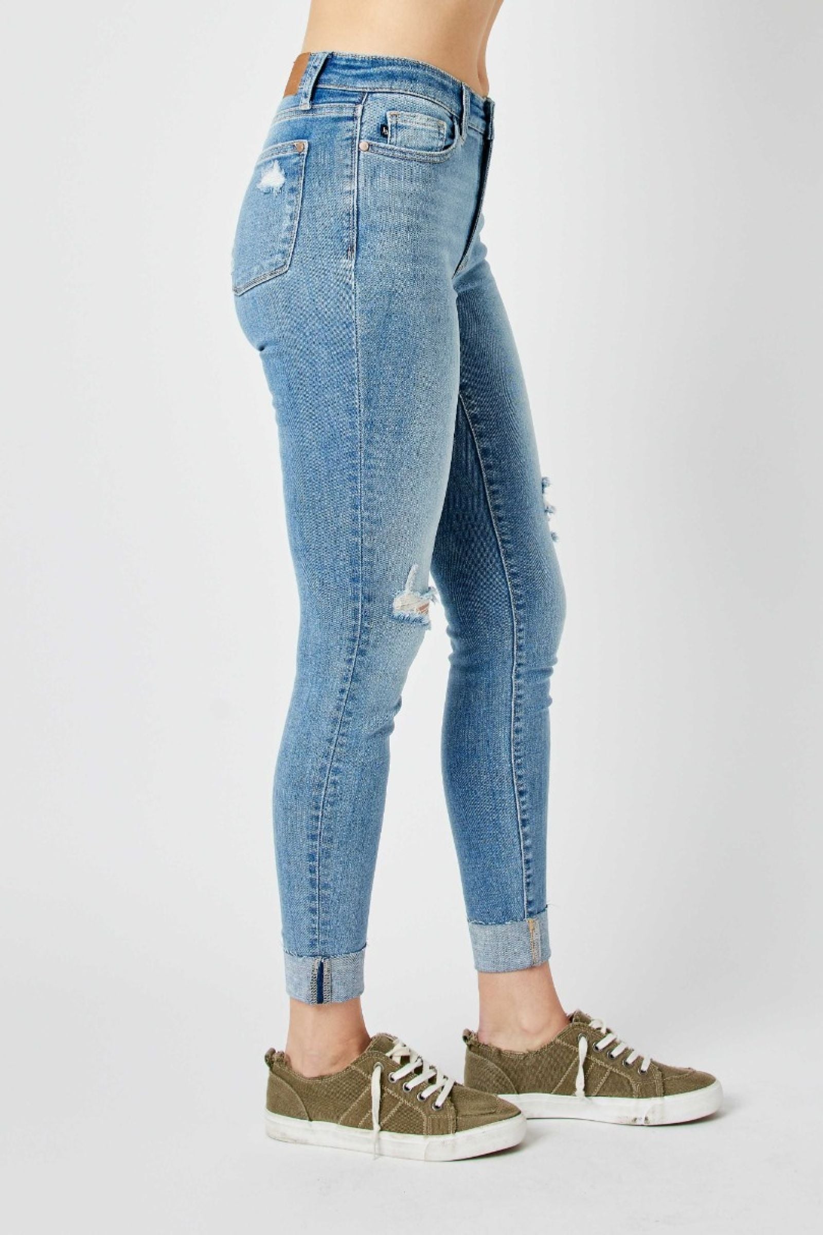 Carley Cuffed Mid Rise Skinny Jeans