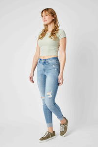 Carley Cuffed Mid Rise Skinny Jeans