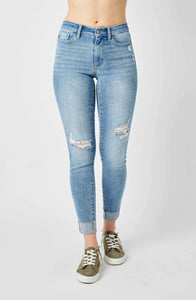 Carley Cuffed Mid Rise Skinny Jeans