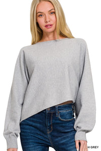 Asymmetric Hem & Sleeve Sweater in Grey