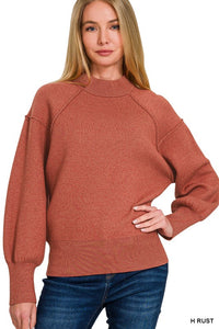 Mock Neck Sweater in Rust