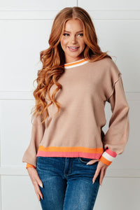 Conversational Moment Striped Trim Sweater