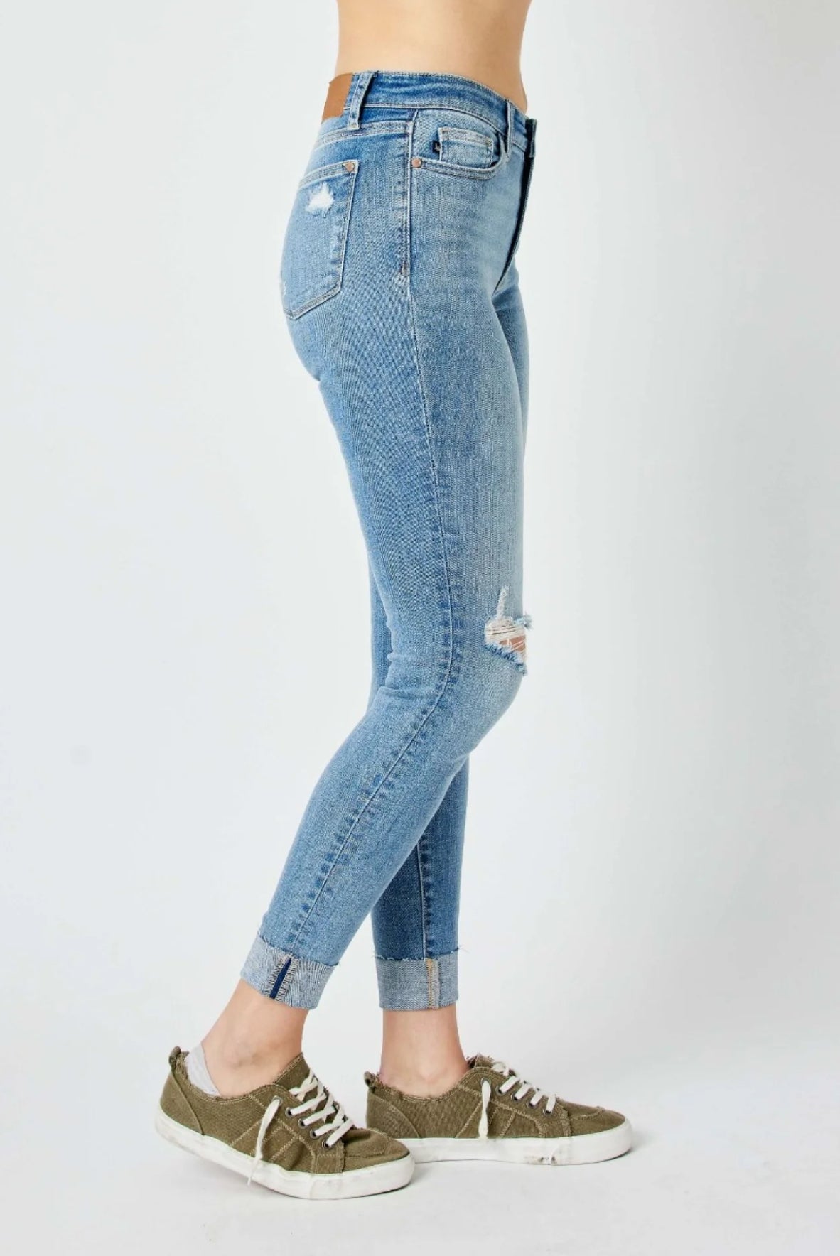 Carley Cuffed Mid Rise Skinny Jeans