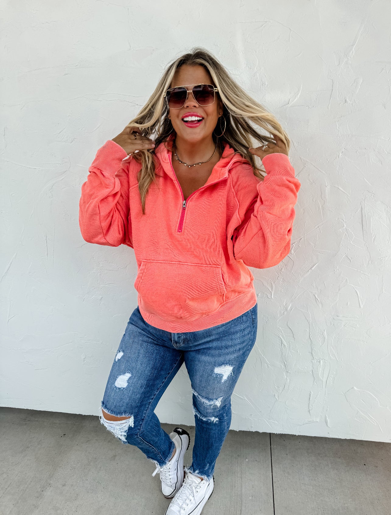 Easy Does It Pullover in Coral