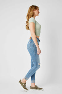 Carley Cuffed Mid Rise Skinny Jeans