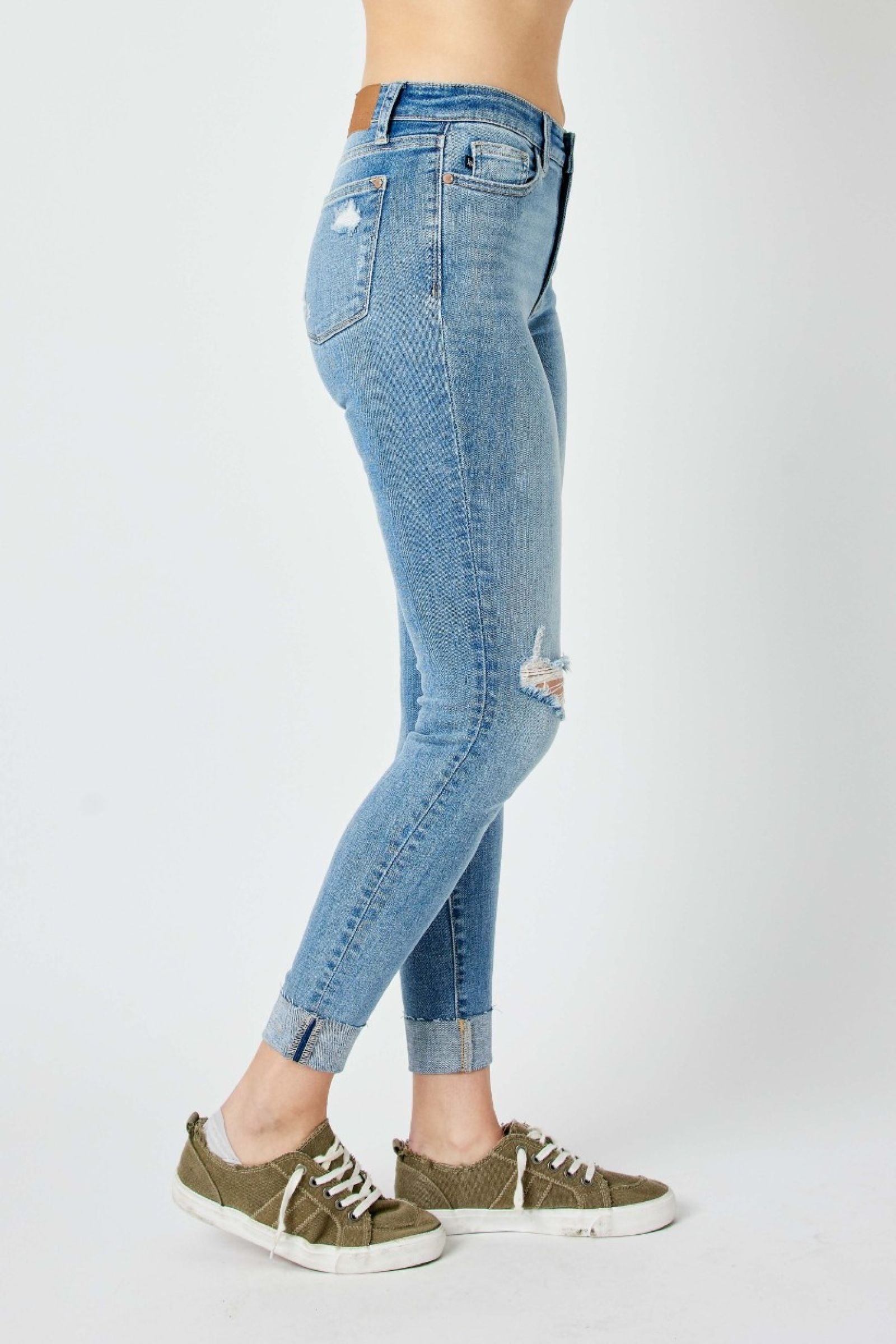 Carley Cuffed Mid Rise Skinny Jeans