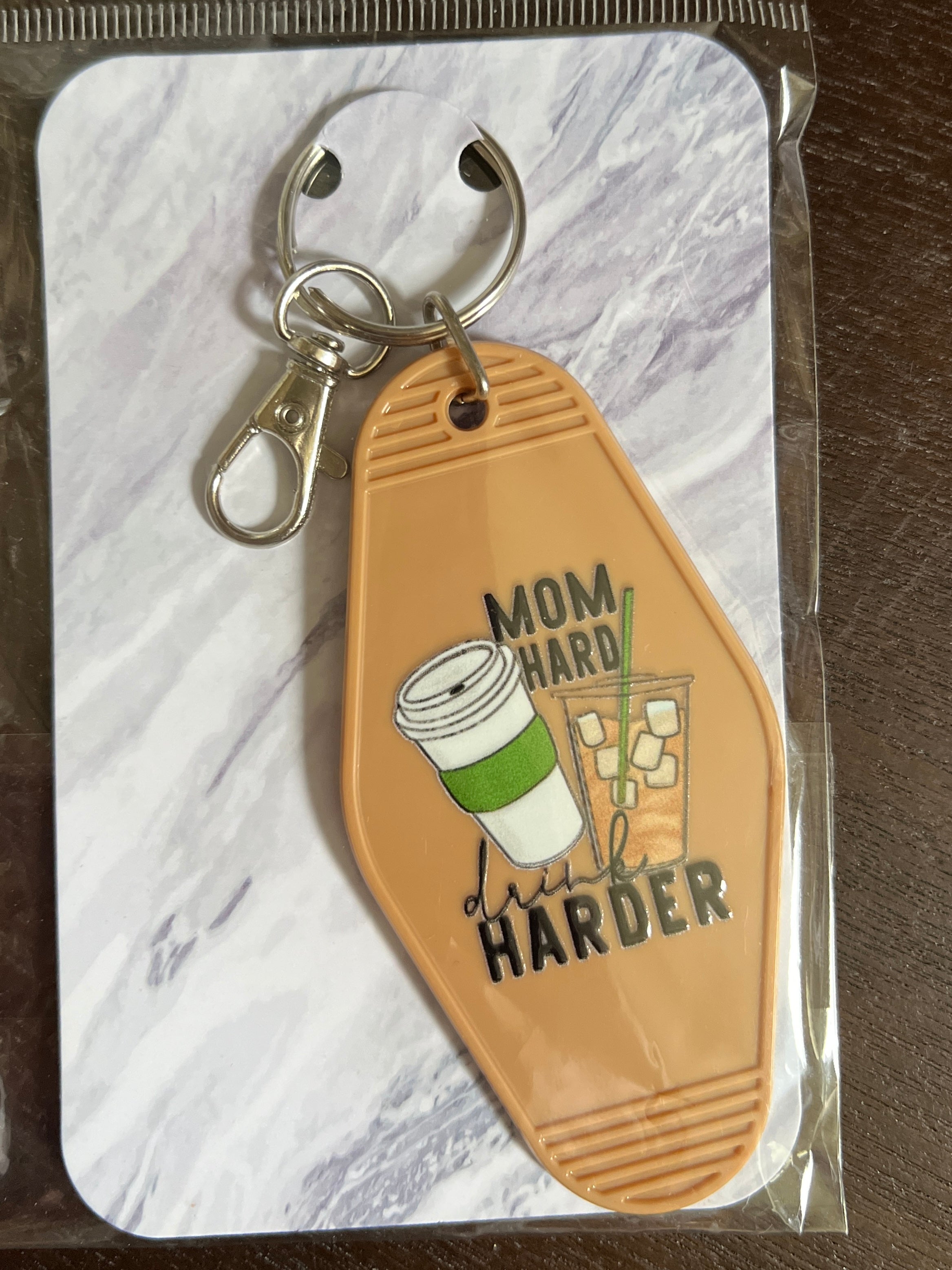 Mom Hard Drink Harder Motel Keychain