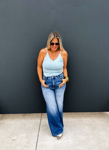 Hannah Ribbed Tank in Baby Blue