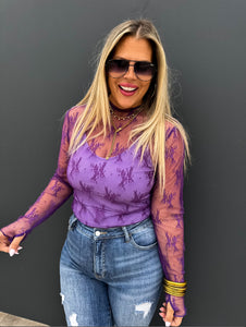 Roxy Lace Top in Purple