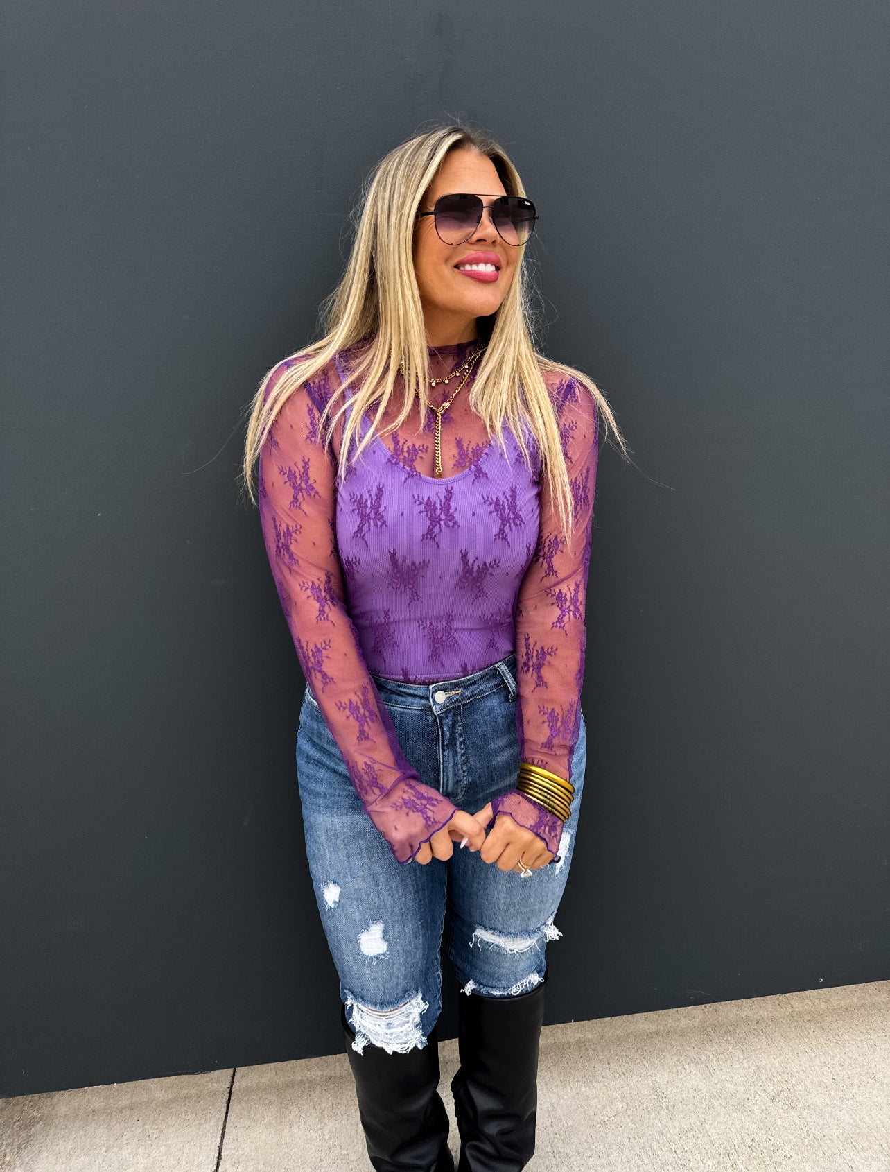 Roxy Lace Top in Purple