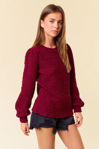 Burgundy Popcorn Long Sleeve Top