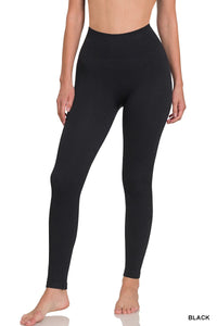 Ribbed High-Waist Lounge Leggings in Black