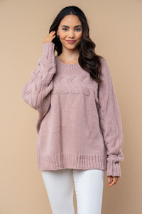 Mauve Cable Knit Sweater