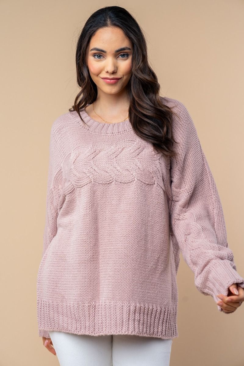 Mauve Cable Knit Sweater