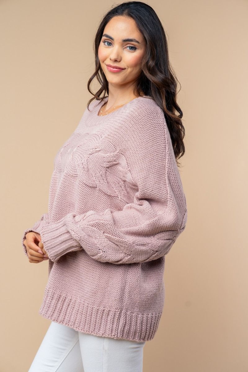 Mauve Cable Knit Sweater