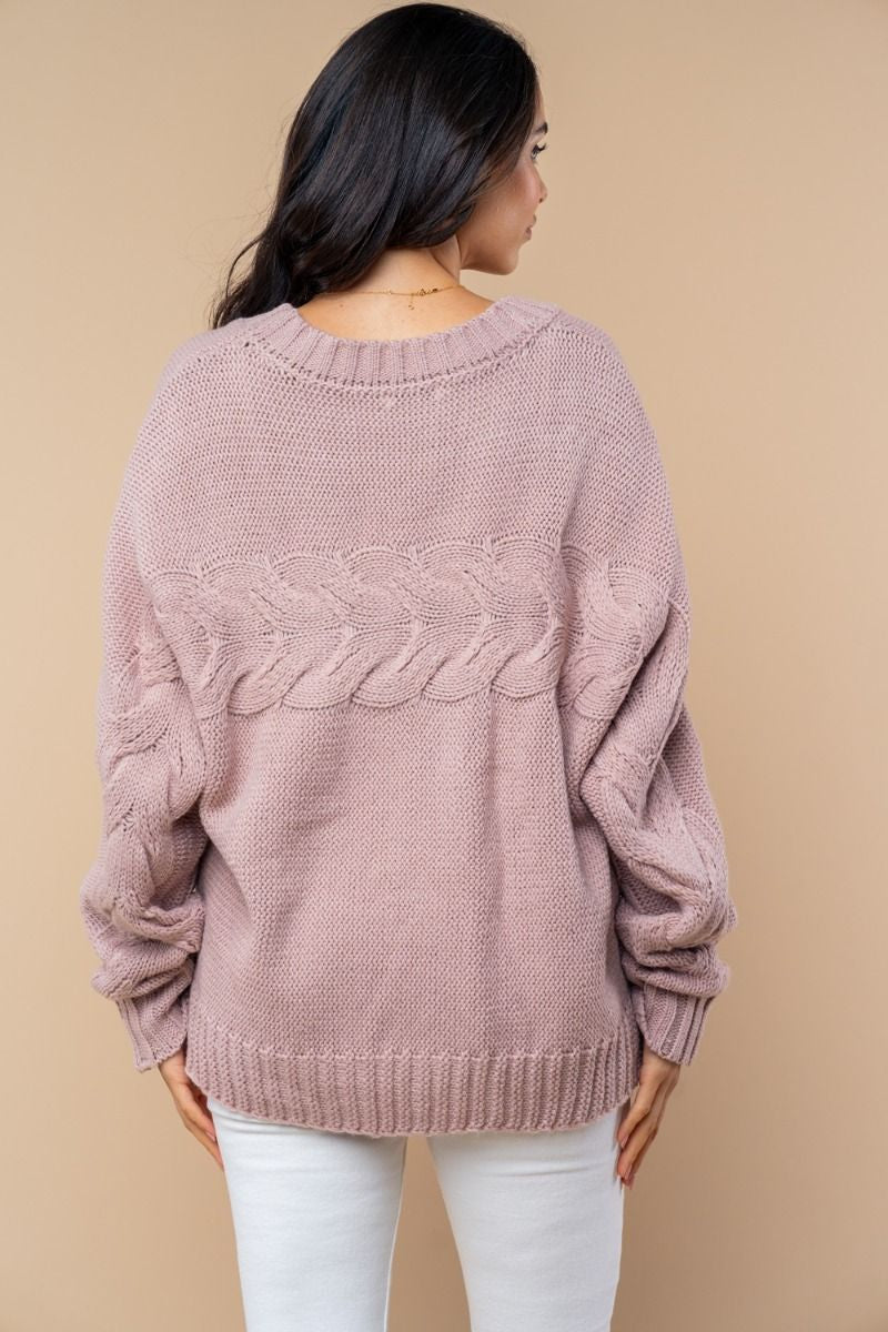 Mauve Cable Knit Sweater