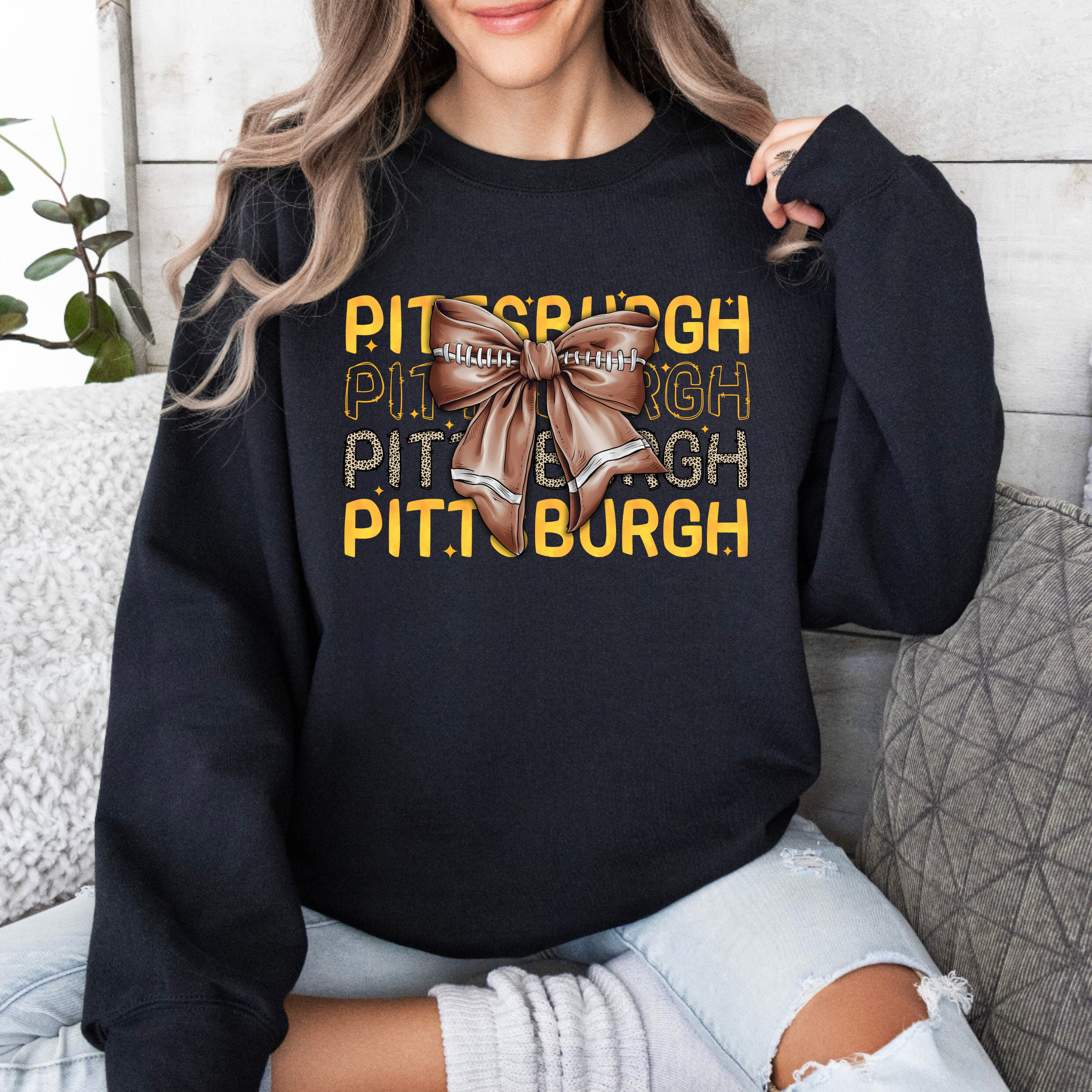 Pittsburgh Football Bow Sweatshirt