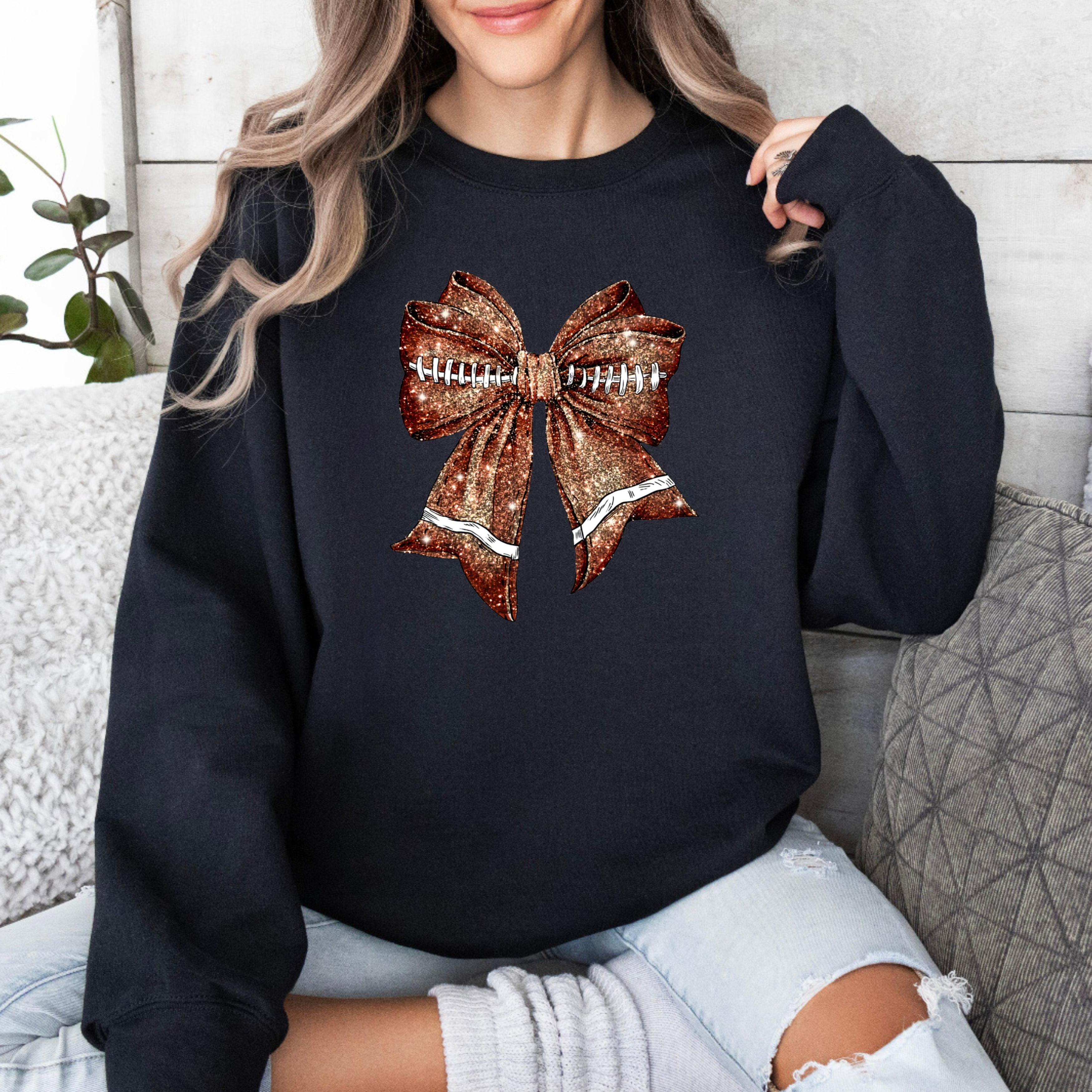 Shimmer Football Bow Sweatshirt