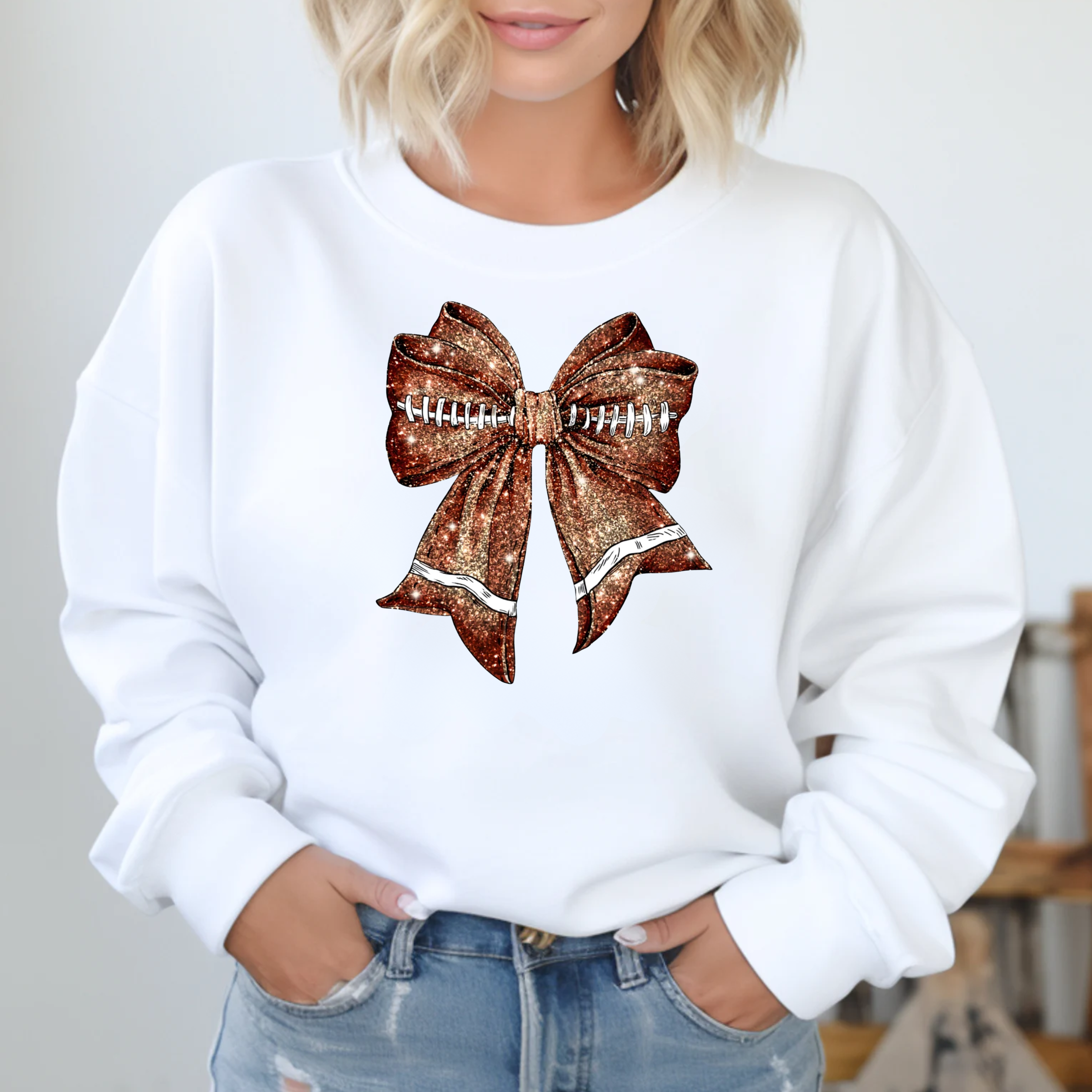 Shimmer Football Bow Sweatshirt