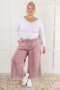 In or Out Wide Leg Cropped Pants in Light Rose